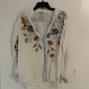 Johnny Was Embroidered Linen Shirt